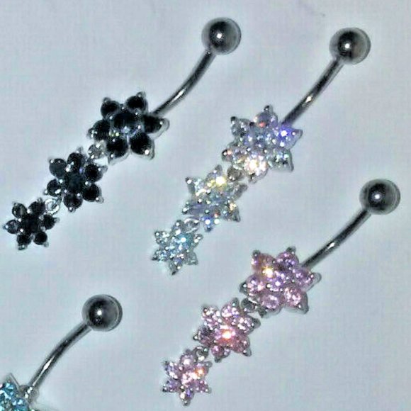Belly ring navel body 6 pcs 925 sterling silver NT - Picture 3 of 3
